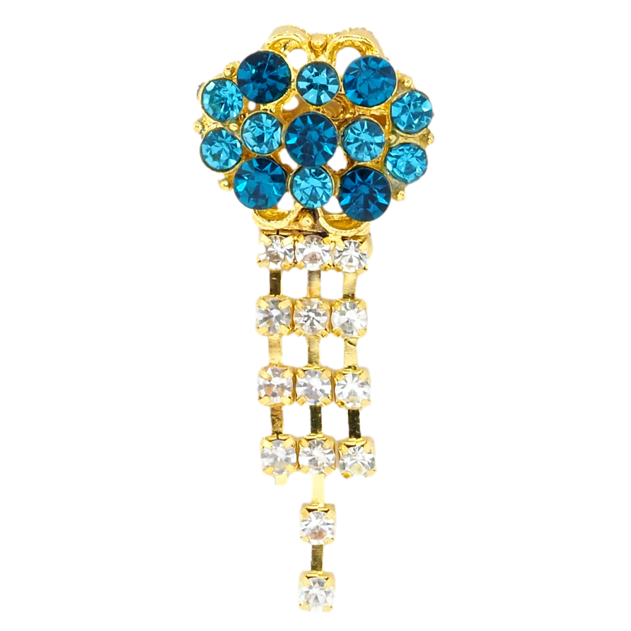 Брошка Квітка з бірюзовими стразами фото №1 Брошка Квітка з бірюзовими стразами фото №1