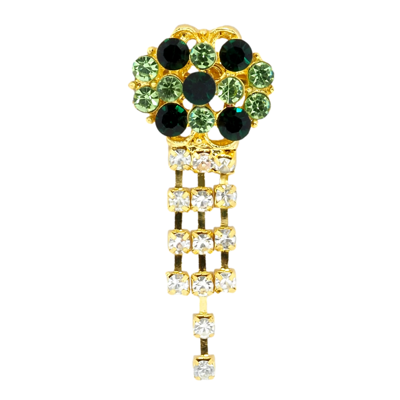 Брошь Цветок с зелеными стразами фото №1