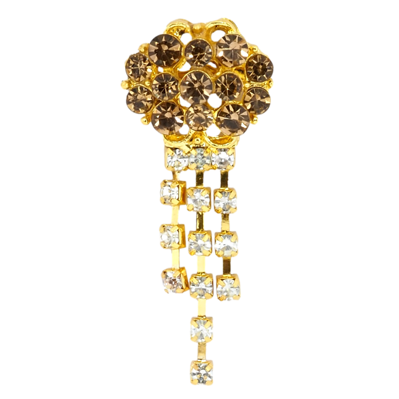 Брошка Квітка з коричневими стразами фото №1