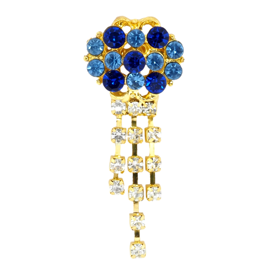 Брошь Цветок с синими стразами фото №1 Брошь Цветок с синими стразами фото №1