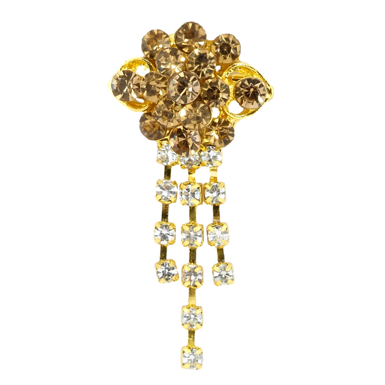 Брошь Цветок с коричневыми стразами фото №1 Брошь Цветок с коричневыми стразами фото №1