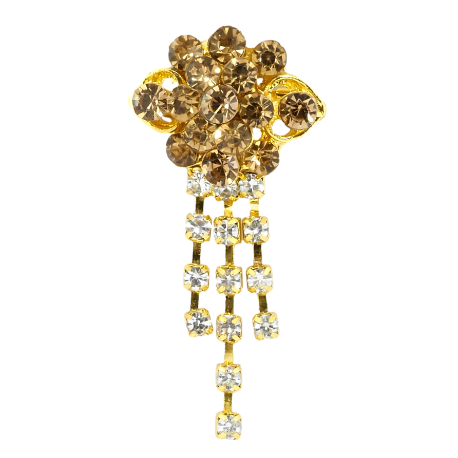 Брошь Цветок с коричневыми стразами фото №1 Брошь Цветок с коричневыми стразами фото №1