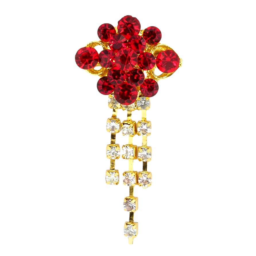 Брошь Цветок с красными стразами фото №1 Брошь Цветок с красными стразами фото №1
