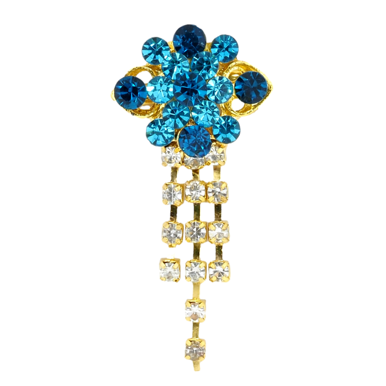 Брошка Квітка з бірюзовими стразами фото №1 Брошка Квітка з бірюзовими стразами фото №1