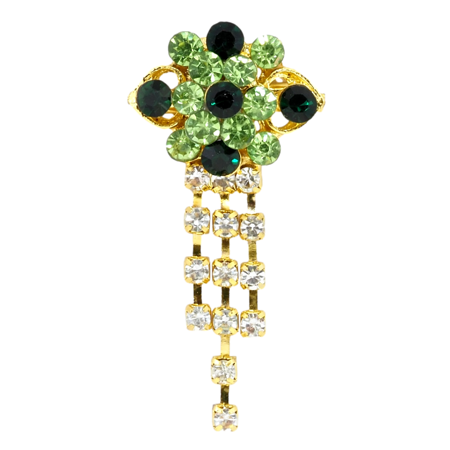 Брошь Цветок с зелеными стразами фото №1 Брошь Цветок с зелеными стразами фото №1