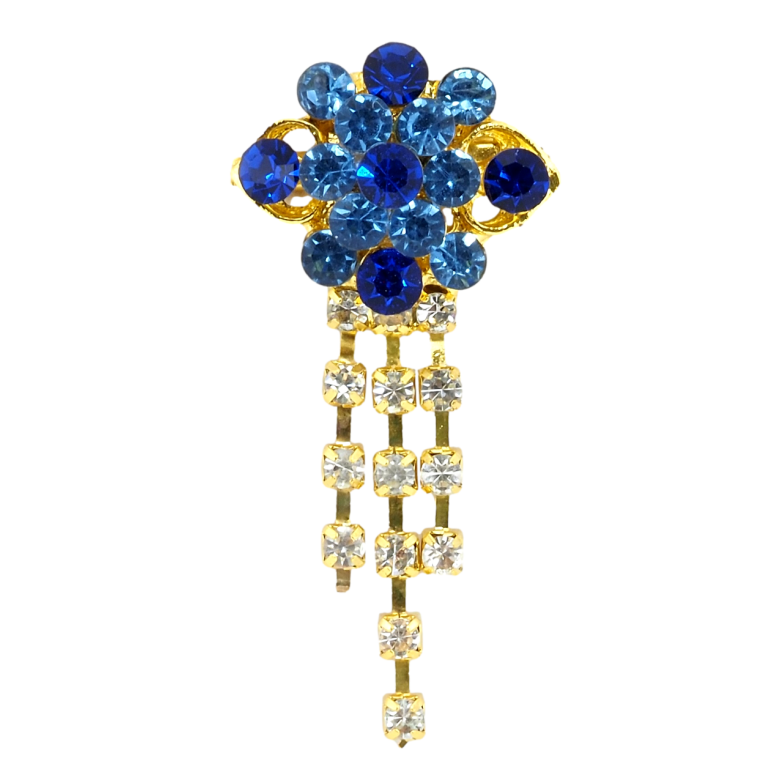 Брошь Цветок с синими стразами фото №1 Брошь Цветок с синими стразами фото №1