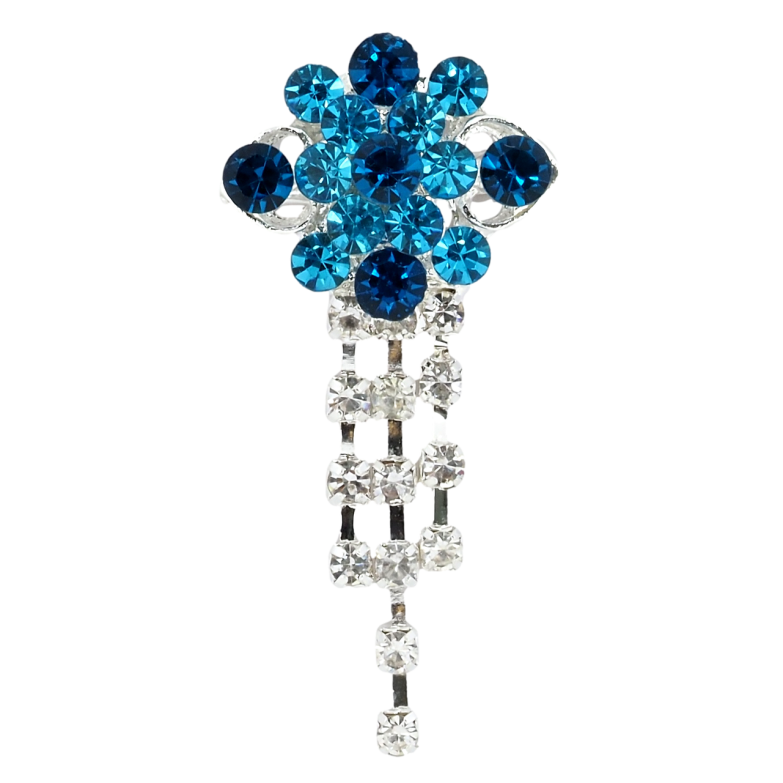 Брошка Квітка з бірюзовими стразами фото №1 Брошка Квітка з бірюзовими стразами фото №1