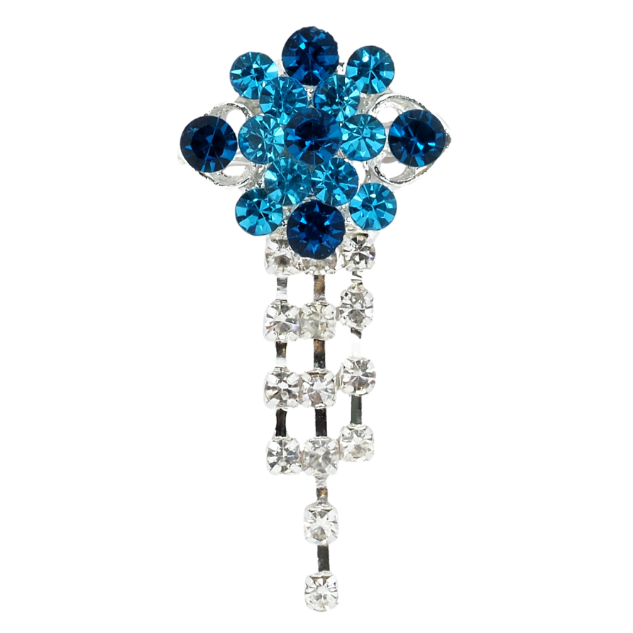Брошка Квітка з бірюзовими стразами фото №1 Брошка Квітка з бірюзовими стразами фото №1