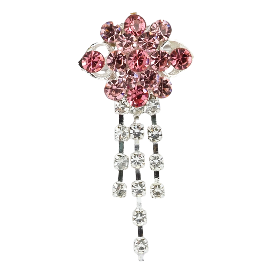 Брошка Квітка з рожевими стразами фото №1 Брошка Квітка з рожевими стразами фото №1