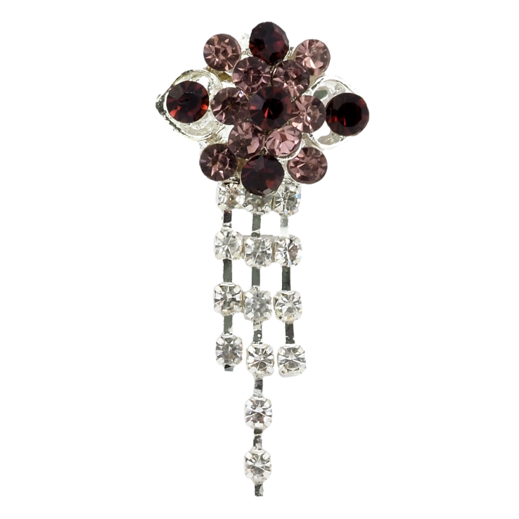 Брошь Цветок с бордовыми стразами фото №10 Брошь Цветок с бордовыми стразами фото №10