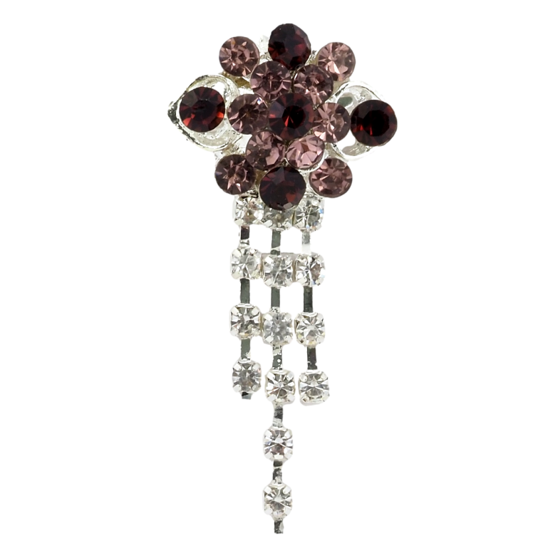 Брошка Квітка з бордовими стразами фото №1