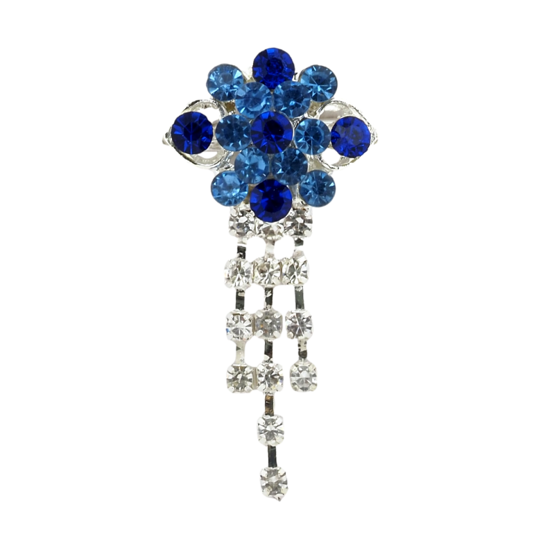 Брошка Квітка з синіми стразами фото №1 Брошка Квітка з синіми стразами фото №1