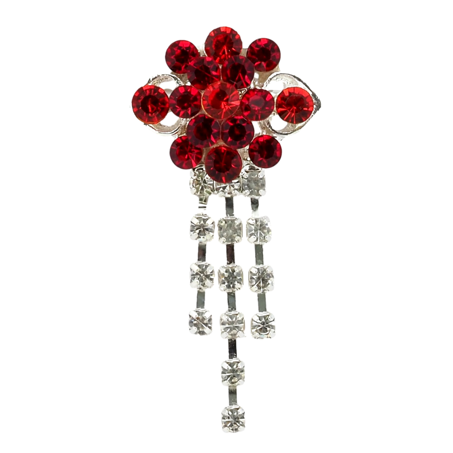 Брошка Квітка з червоними стразами фото №1 Брошка Квітка з червоними стразами фото №1