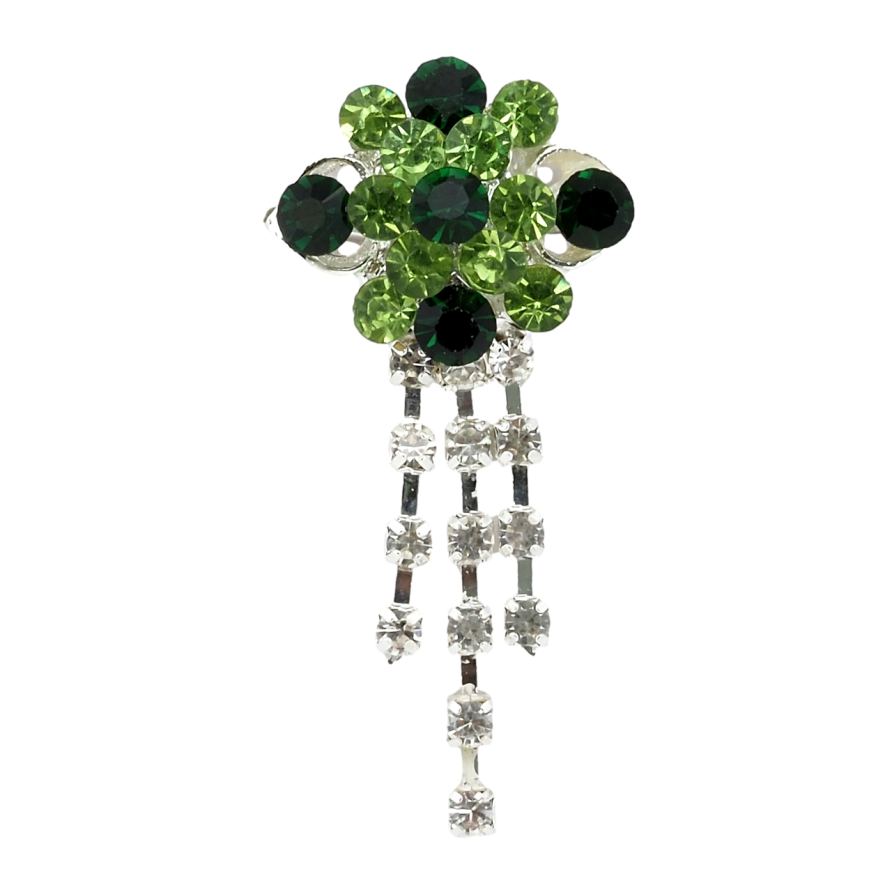 Брошь Цветок с зелеными стразами фото №1