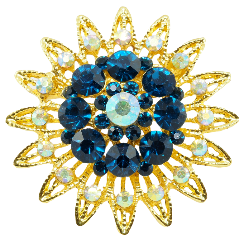 Брошка Квітка з бірюзовими стразами фото №1 Брошка Квітка з бірюзовими стразами фото №1