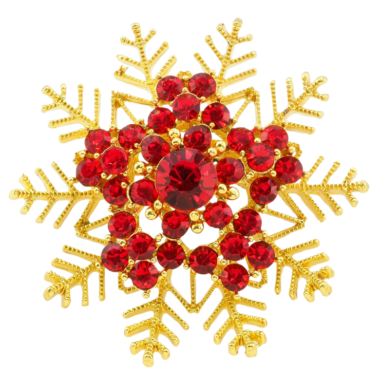 Брошка Сніжинка з червоними стразами фото №17 Брошка Сніжинка з червоними стразами фото №17