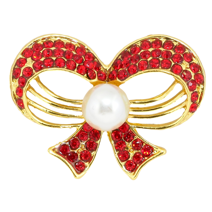 Брошка Бант з червоними стразами фото №9 Брошка Бант з червоними стразами фото №9