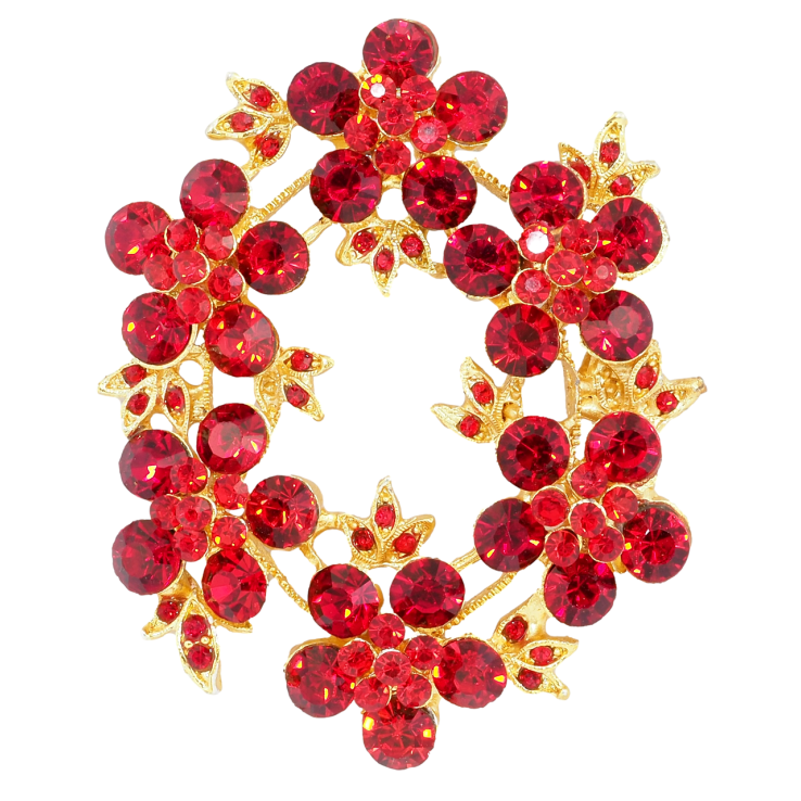Брошка Віночок з червоними стразами фото №6 Брошка Віночок з червоними стразами фото №6