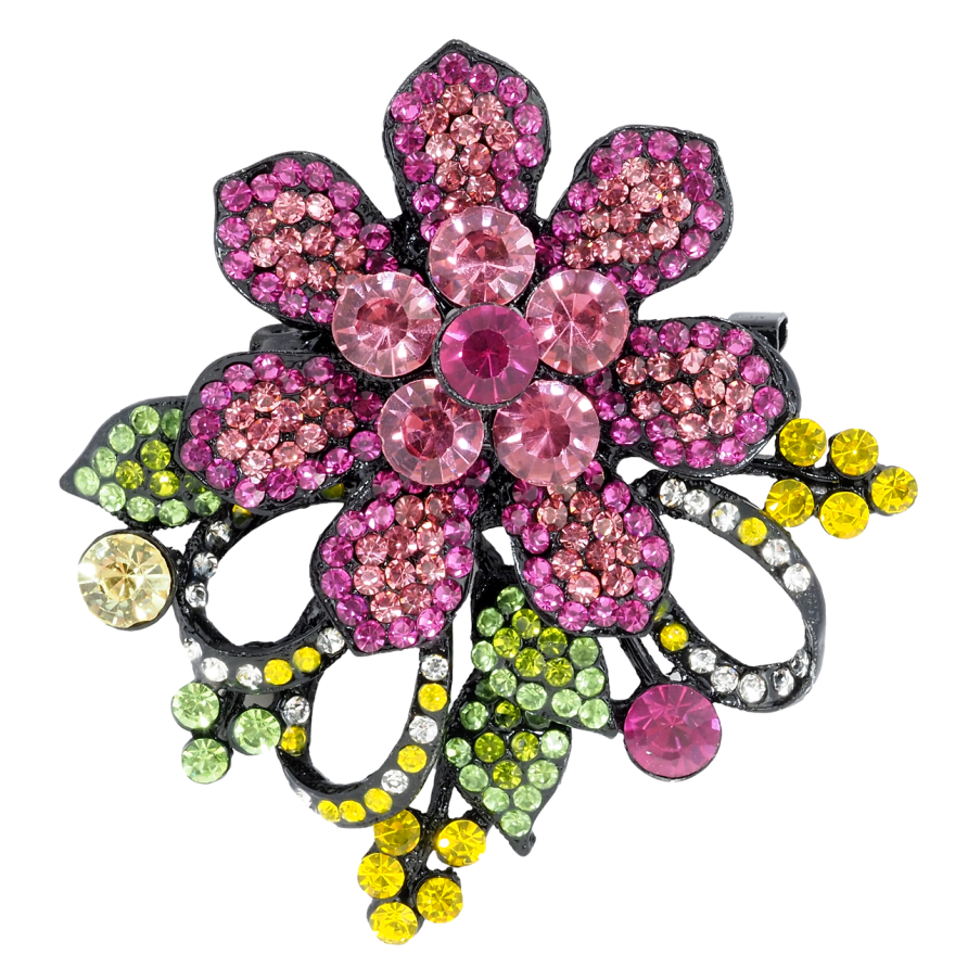 Брошка-кулон Рожева квітка з стразами фото №1 Брошка-кулон Рожева квітка з стразами фото №1