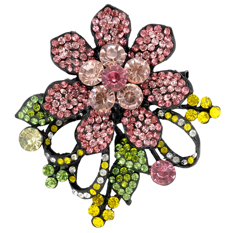 Брошка-кулон Рожева квітка з стразами фото №1 Брошка-кулон Рожева квітка з стразами фото №1