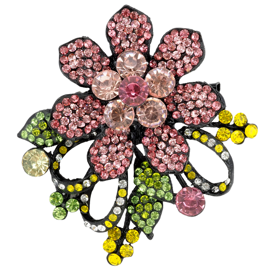 Брошка-кулон Рожева квітка з стразами фото №1 Брошка-кулон Рожева квітка з стразами фото №1