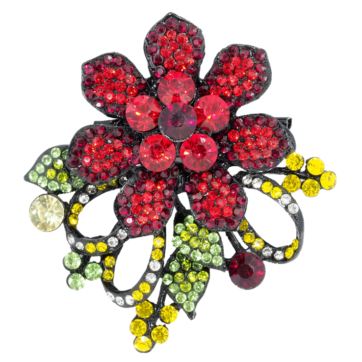 Брошка-кулон Червона квітка з стразами фото №12 Брошка-кулон Червона квітка з стразами фото №12