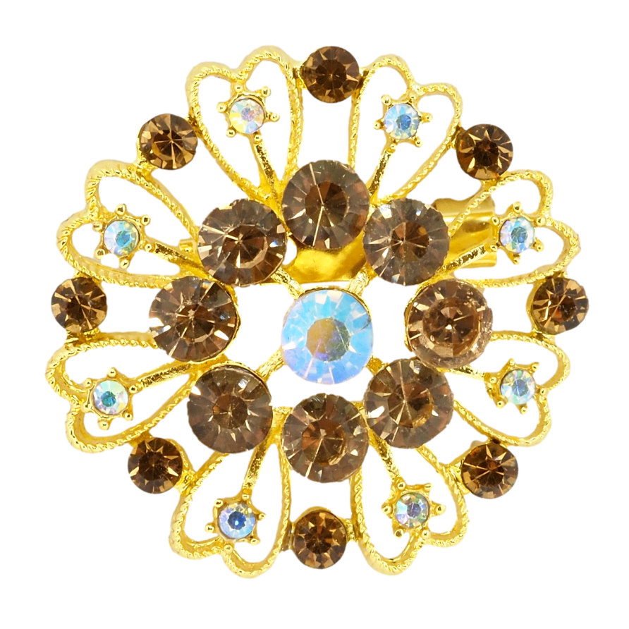 Брошка Квітка з коричневими стразами фото №1 Брошка Квітка з коричневими стразами фото №1