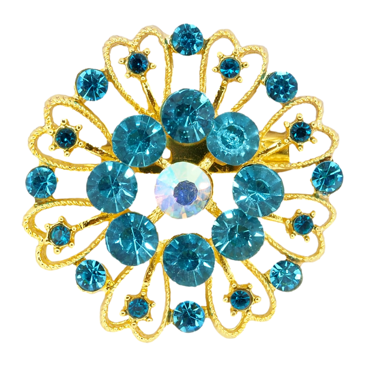 Брошка Квітка з бірюзовими стразами фото №13 Брошка Квітка з бірюзовими стразами фото №13