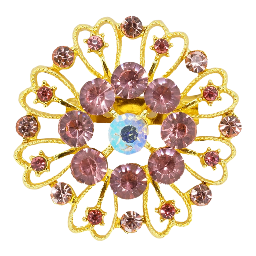 Брошь Цветок с розовыми стразами фото №1 Брошь Цветок с розовыми стразами фото №1