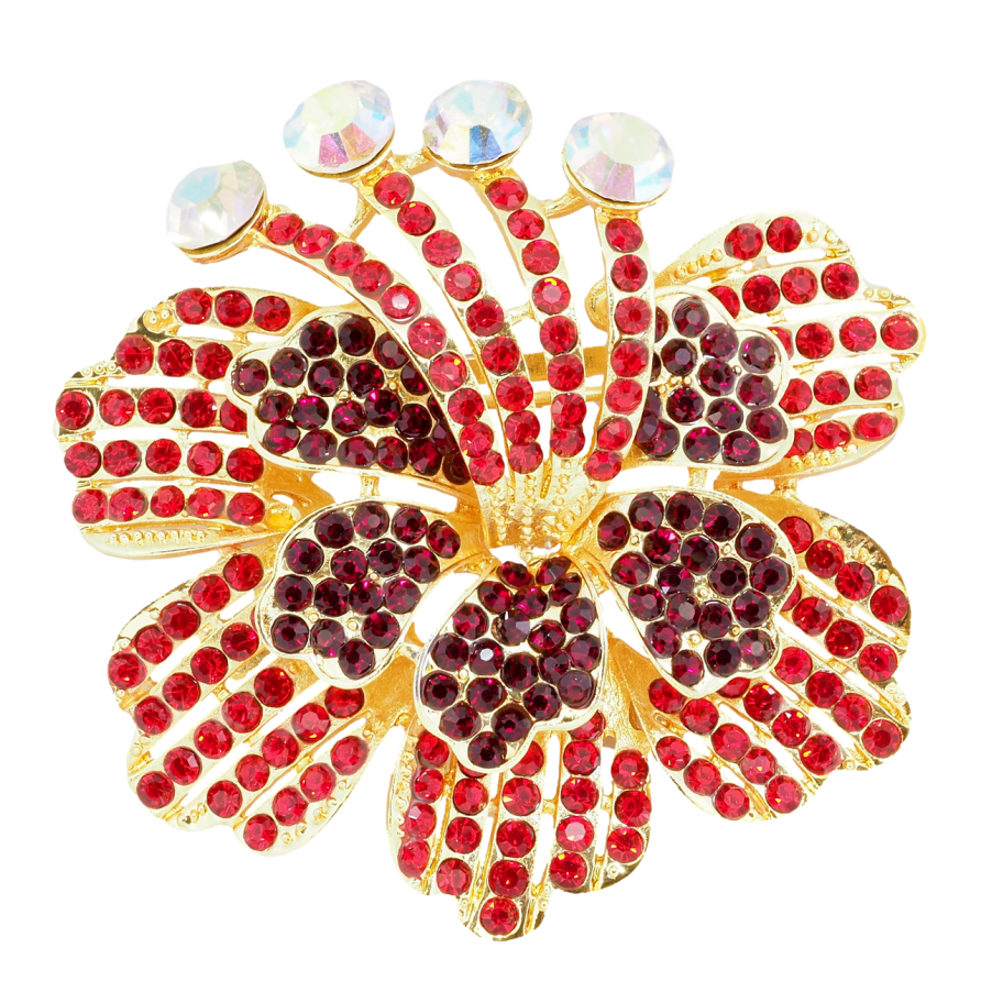 Брошь Цветок с красными стразами фото №1 Брошь Цветок с красными стразами фото №1