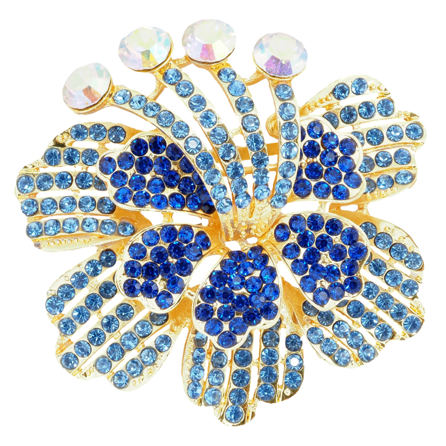 Брошка Квітка з синіми стразами фото №1 Брошка Квітка з синіми стразами фото №1