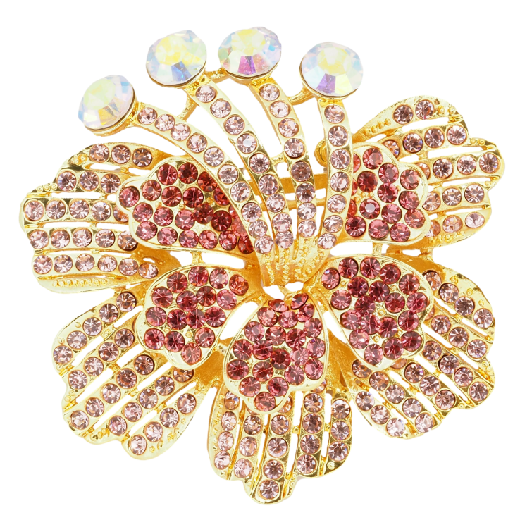 Брошка Квітка з рожевими стразами фото №5 Брошка Квітка з рожевими стразами фото №5