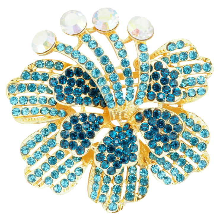 Брошка Квітка з бірюзовими стразами фото №6 Брошка Квітка з бірюзовими стразами фото №6