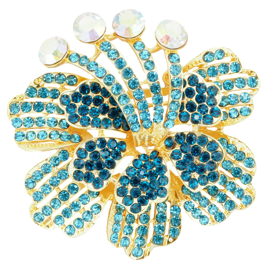 Брошка Квітка з бірюзовими стразами фото №1 Брошка Квітка з бірюзовими стразами фото №1
