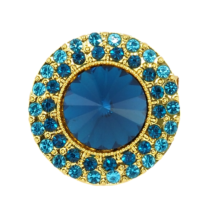Брошка Коло з бірюзовими стразами фото №13 Брошка Коло з бірюзовими стразами фото №13