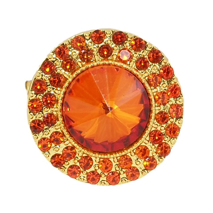 Брошка Коло з помаранчевими стразами фото №11 Брошка Коло з помаранчевими стразами фото №11