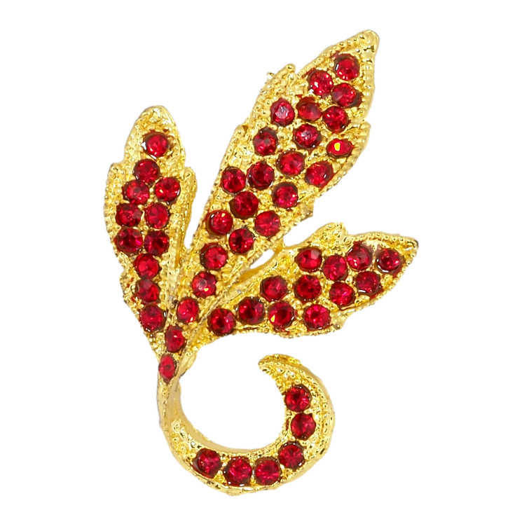 Брошка Листочок з червоними стразами фото №25 Брошка Листочок з червоними стразами фото №25