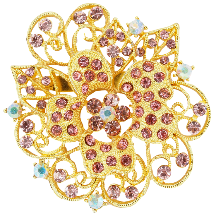 Брошь Цветок с розовыми стразами фото №14 Брошь Цветок с розовыми стразами фото №14