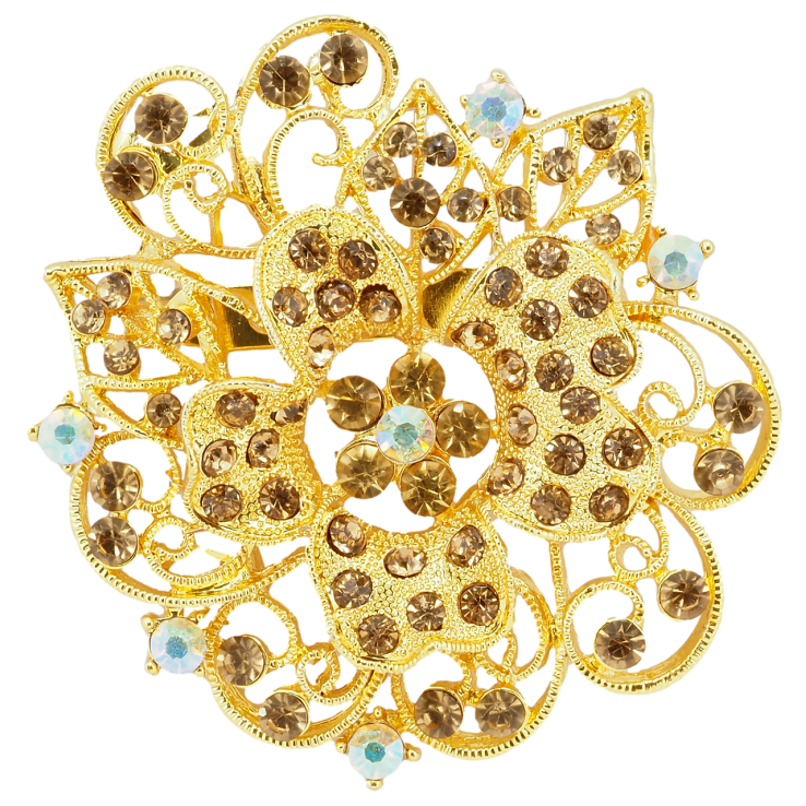 Брошка Квітка з коричневими стразами фото №17 Брошка Квітка з коричневими стразами фото №17