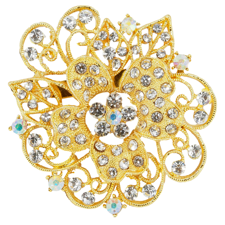 Брошь Цветок со стразами фото №1