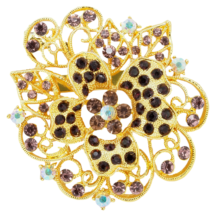 Брошка Квітка з бордовими стразами фото №18 Брошка Квітка з бордовими стразами фото №18