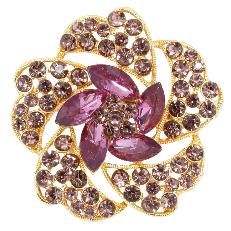 Брошка Квітка з бордовими стразами фото №2 Брошка Квітка з бордовими стразами фото №2