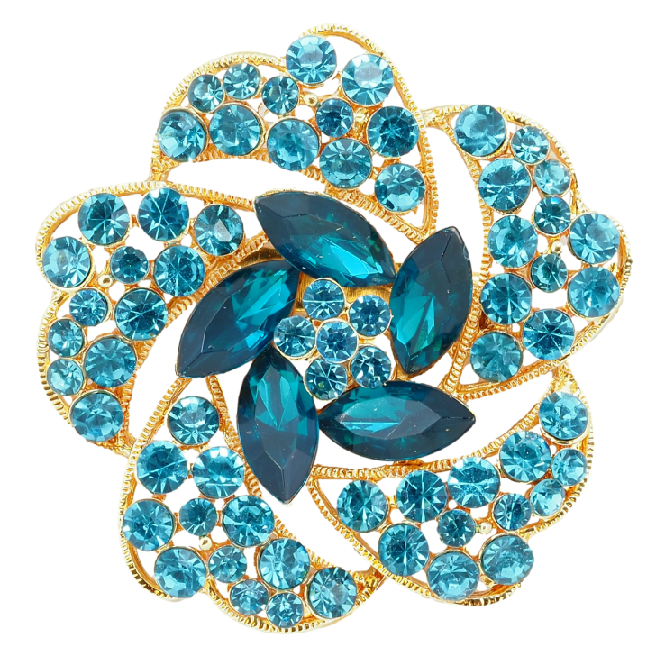 Брошка Квітка з бірюзовими стразами фото №20 Брошка Квітка з бірюзовими стразами фото №20