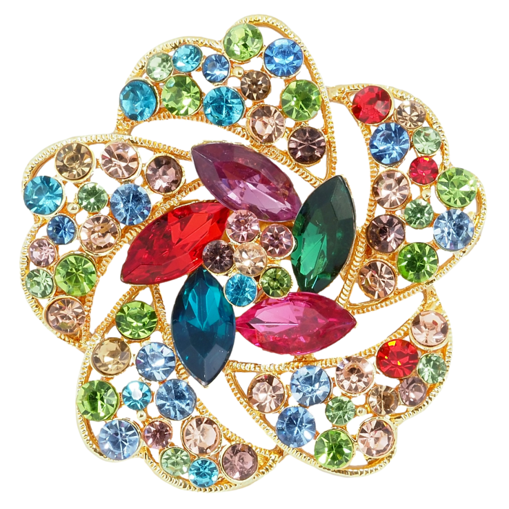 Брошка Квітка з різнокольоровими стразами фото №13 Брошка Квітка з різнокольоровими стразами фото №13