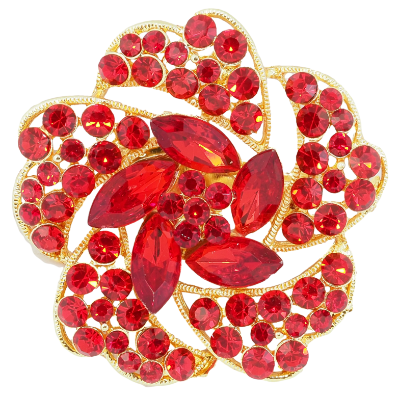Брошь Цветок с красными стразами фото №1 Брошь Цветок с красными стразами фото №1