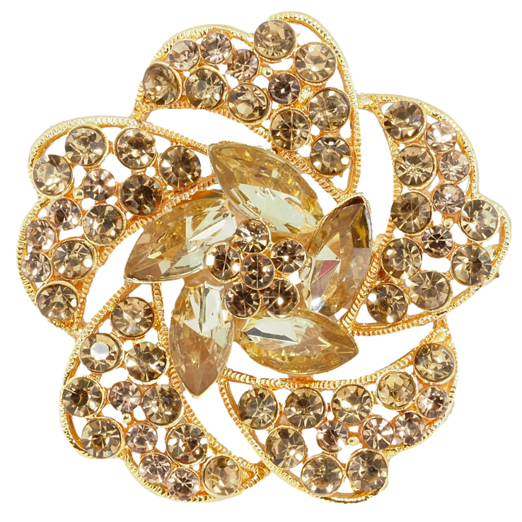Брошь Цветок с золотистыми стразами фото №4 Брошь Цветок с золотистыми стразами фото №4