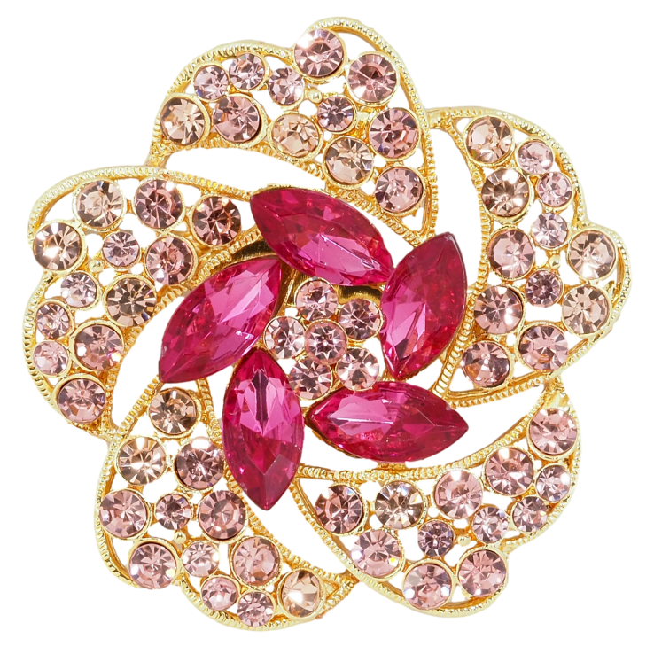 Брошь Цветок с розовыми стразами фото №3 Брошь Цветок с розовыми стразами фото №3