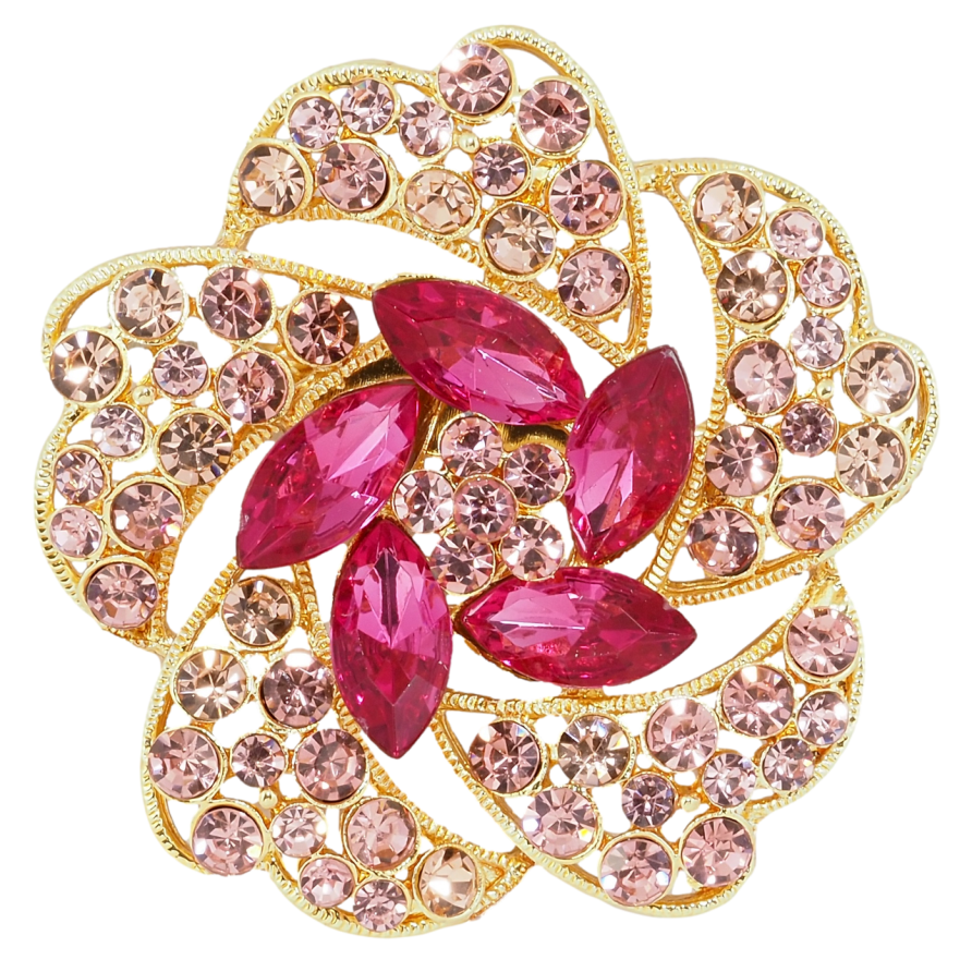 Брошка Квітка з рожевими стразами фото №1 Брошка Квітка з рожевими стразами фото №1