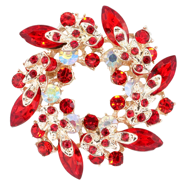 Брошка Віночок з червоними стразами фото №7 Брошка Віночок з червоними стразами фото №7