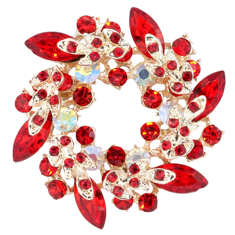 Брошь Веночек с красными стразами фото №1